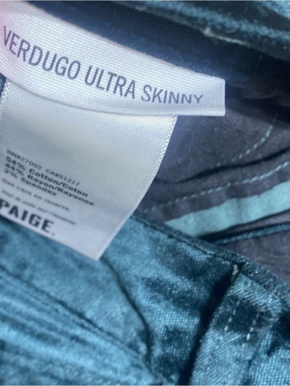 Paige Velvet Verdugo Ultra Skinny Pants, Size 25 - Picture 6 of 15